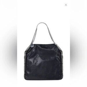 Stella McCartney Falabella Two Chain Black Vegan Suede Shoulder Bag